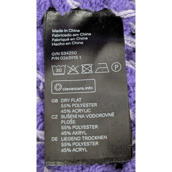 H&M Hand Knit Sweater Oversized M/L Purple White Boho Coastal Comfy & Cozy - Picture 4 of 16